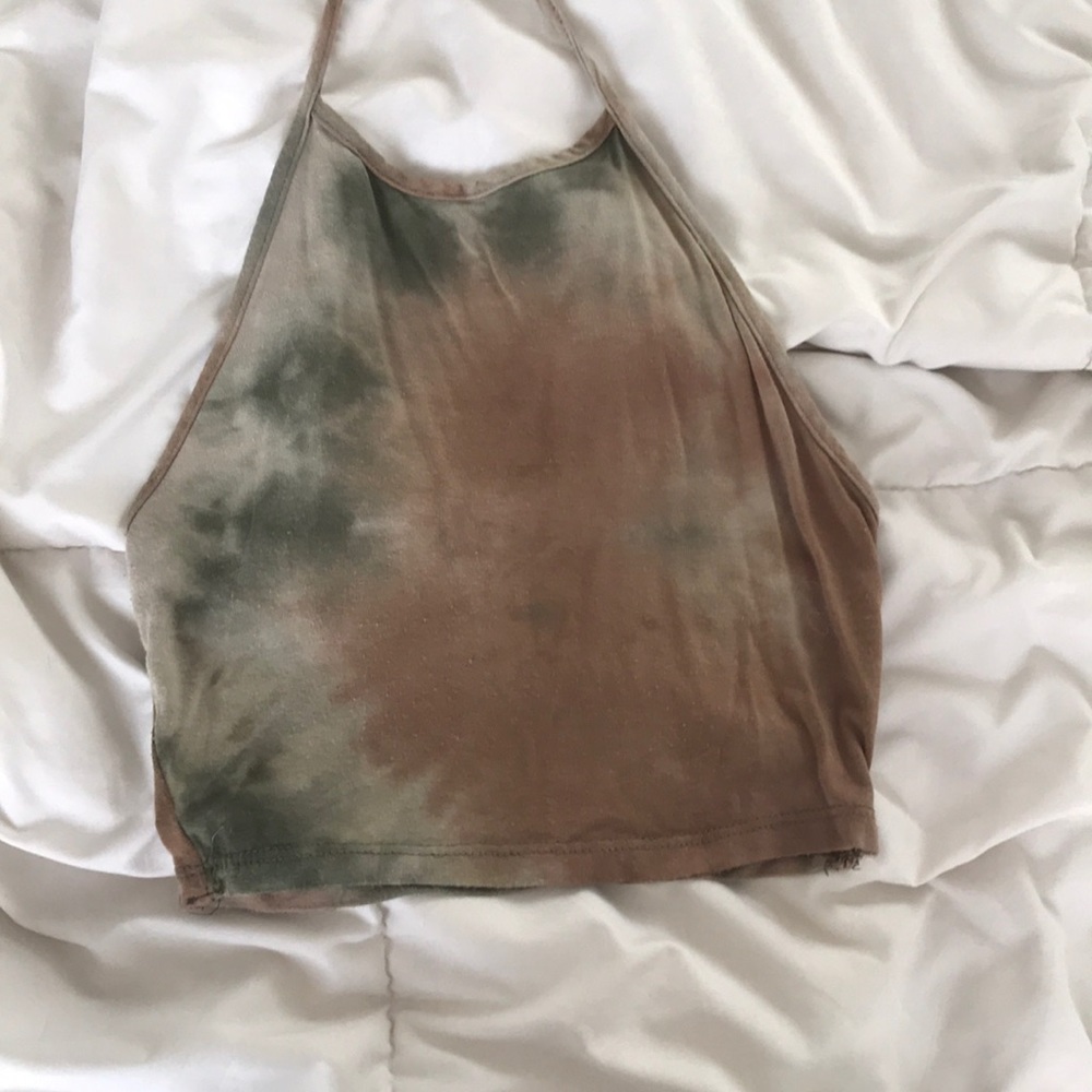 Backless tie dye halter crop top